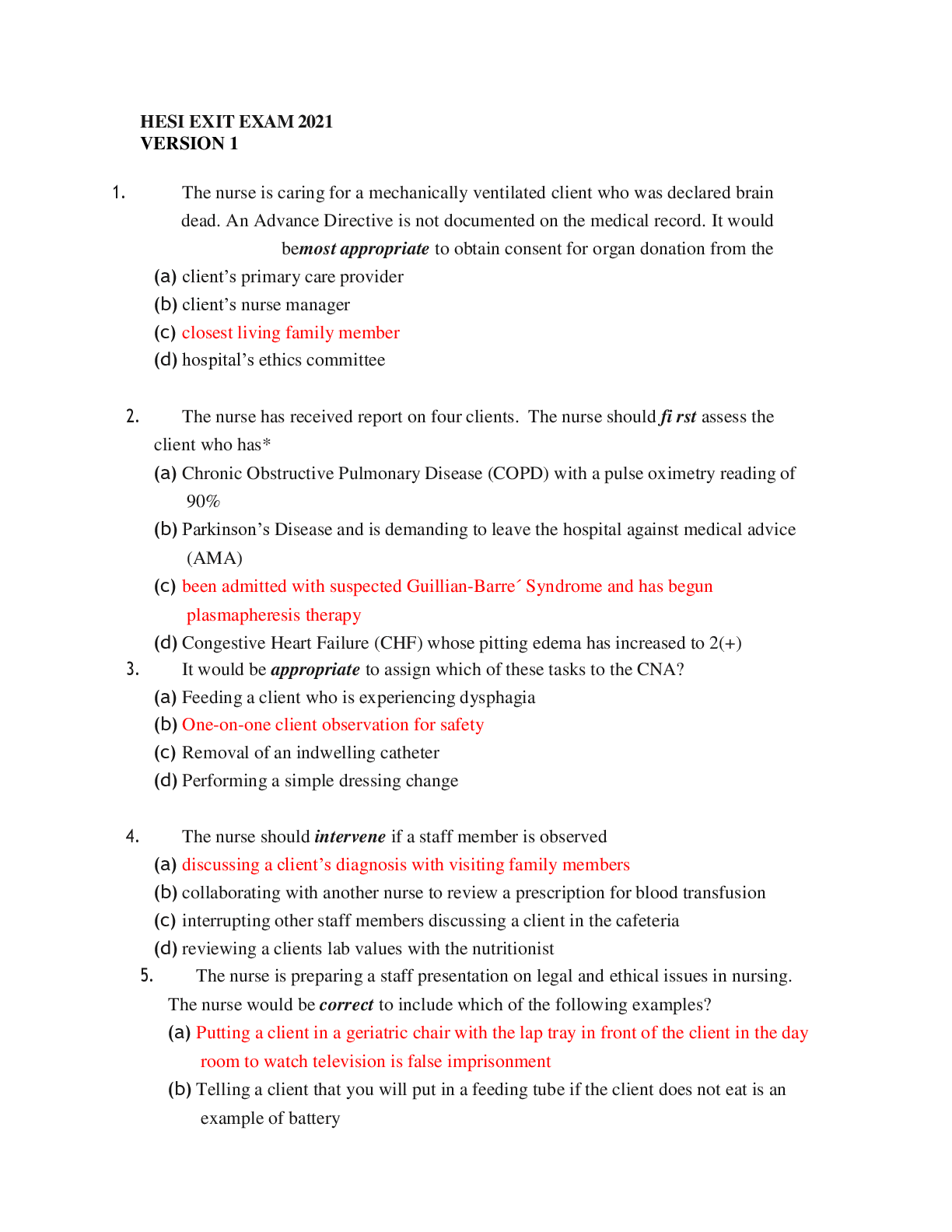 Preview image for HESI Exit Exam RN (A Graded) Latest Questions and Complete Solutions